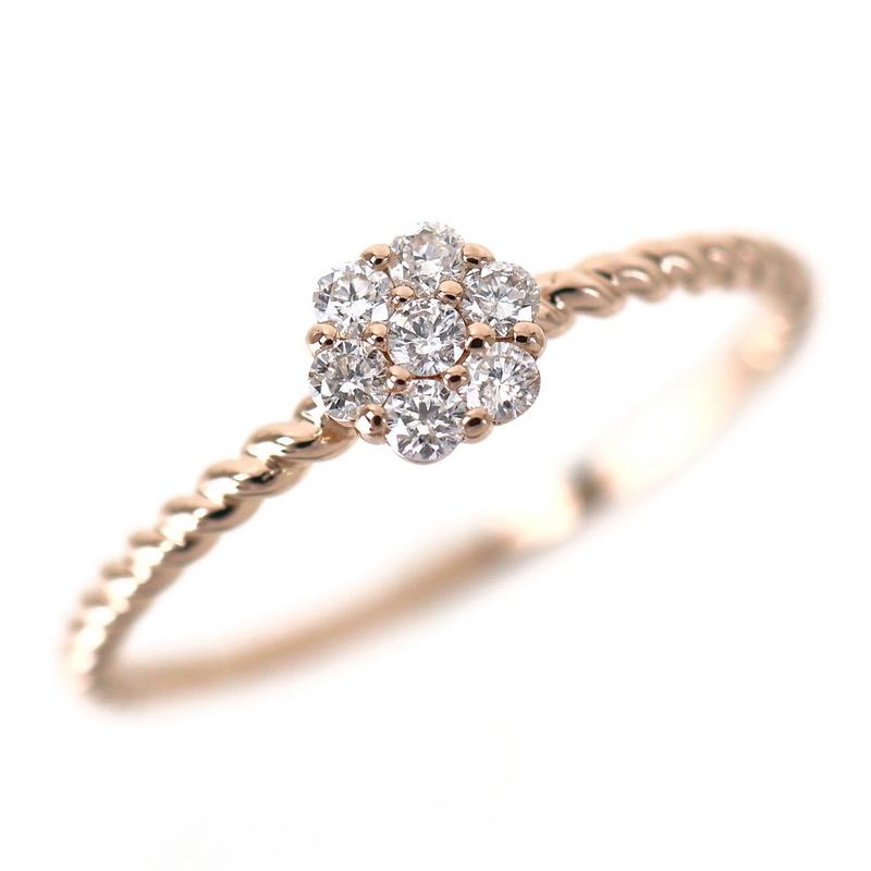 指輪 レディース ピンキーリング 7号 ダイヤモンド 0.1ct 18k 18金 
