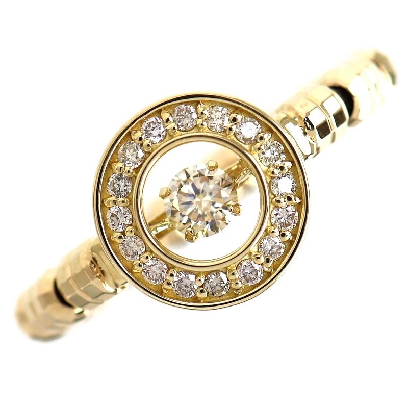 指輪 18金 ストレッチリング ダンシングストーン ダイヤモンド 0.10ct