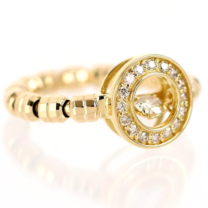 指輪 18金 ストレッチリング ダンシングストーン ダイヤモンド 0.10ct