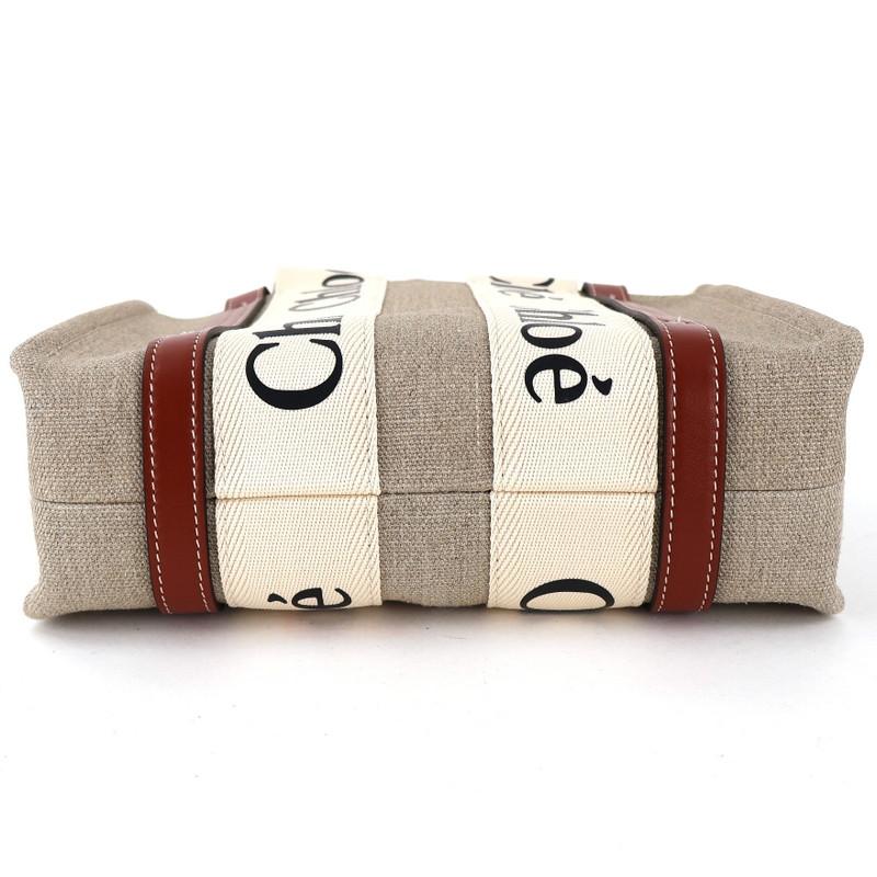 保証書付き　Chloe リネン製WOODYトートバッグ Chloé - リネン製WOODYスモールトートバッグ / トートバッグ / Dark