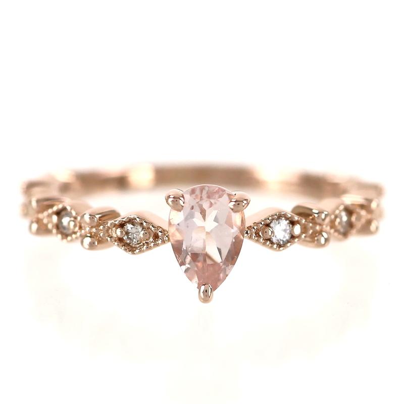 指輪 18金 10号 インペリアルトパーズ 0.31ct ダイヤ 0.04ct K18PG