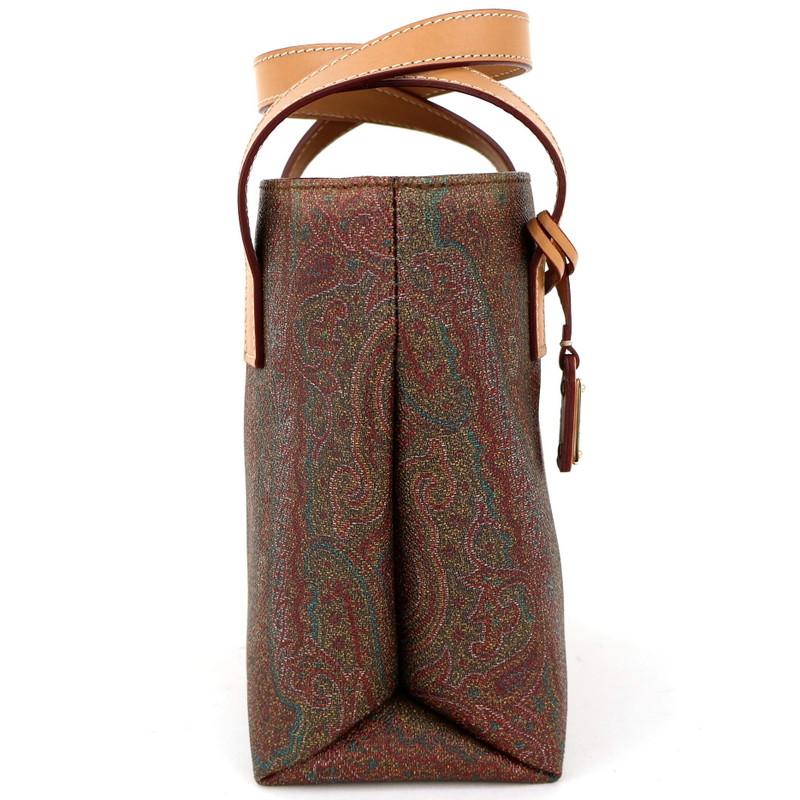 ETRO エトロ ペイズリー柄 PVC/レザー ワンショルダーバッグ トートバッグ ブラウン/ベージュ T11-k023 エトロペイズリー柄 ブラウン ユニセックス PVC トートバッグ ETRO
