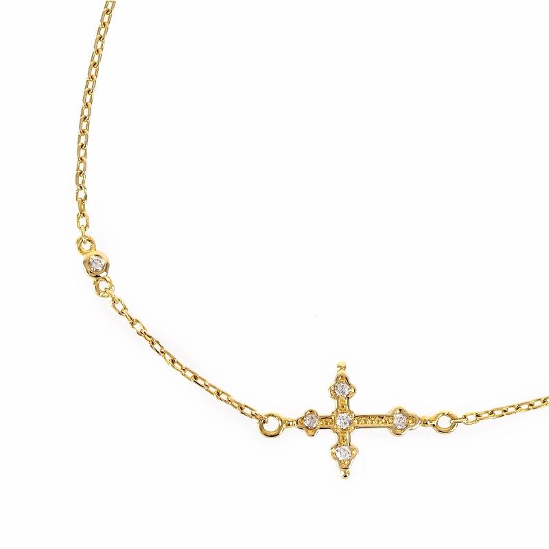 アンクレット レディース クロスモチーフ 18金 18k イエローゴールド