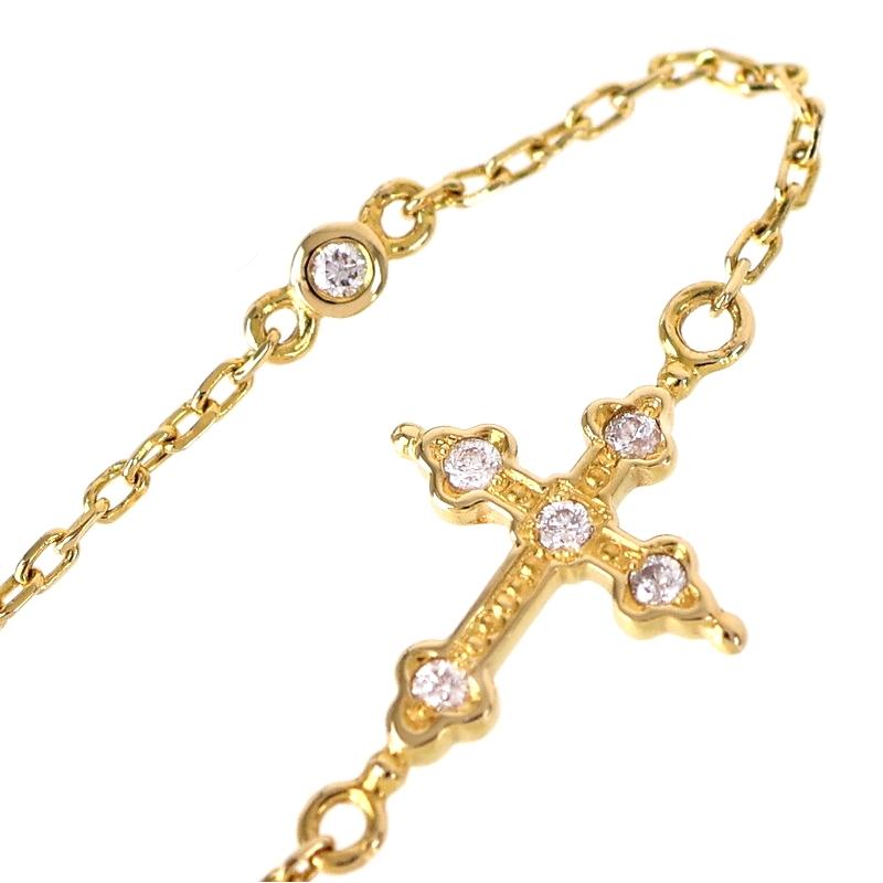 アンクレット レディース クロスモチーフ 18金 18k イエローゴールド