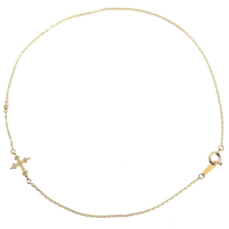 アンクレット レディース クロスモチーフ 18金 18k イエローゴールド