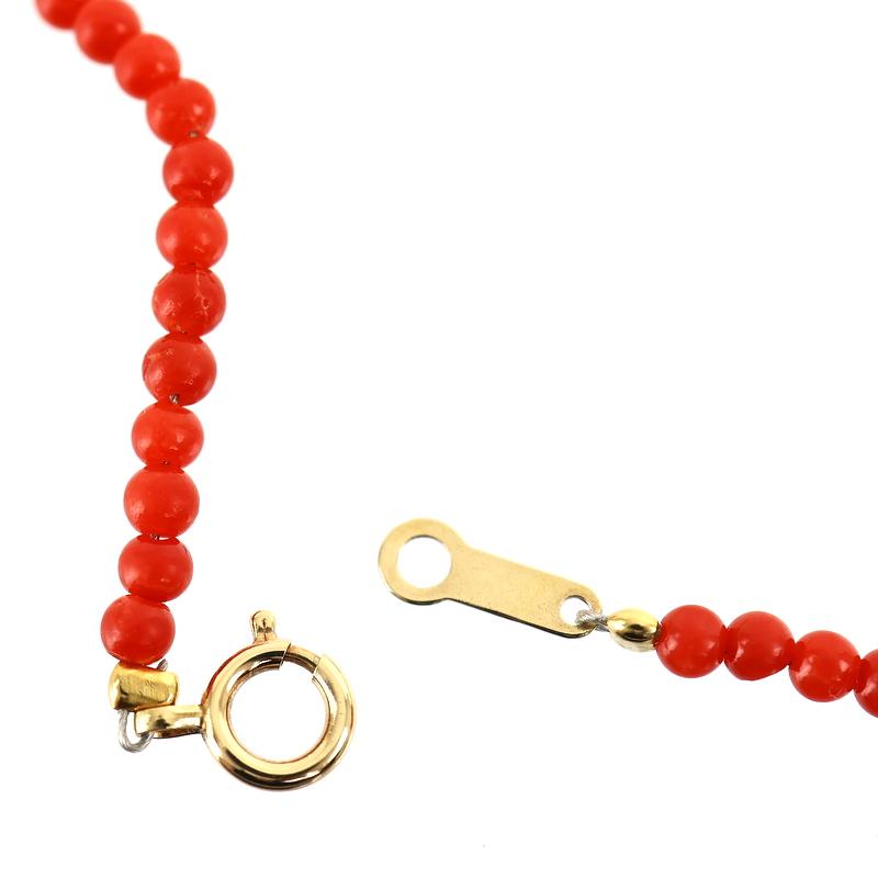 ネックレス レディース サンゴ 2.4mm 5.8mm 42cm 4.0g K18留め具 K18YG