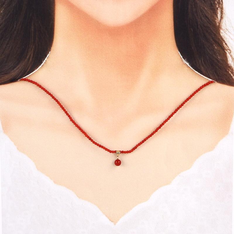 ネックレス レディース サンゴ 2.4mm 5.8mm 42cm 4.0g K18留め具 K18YG