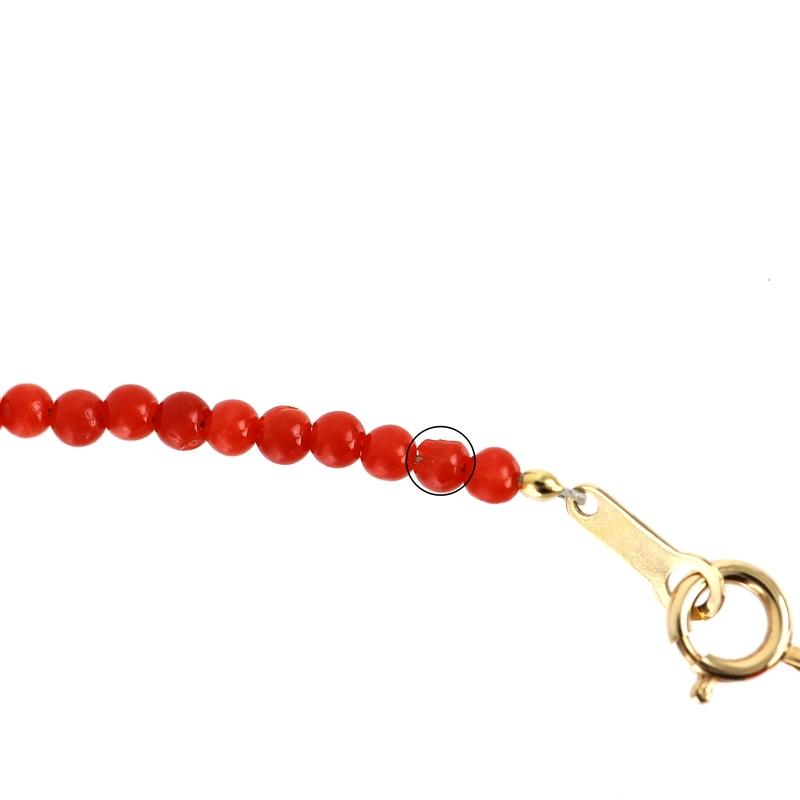 ネックレス レディース サンゴ 2.4mm 5.8mm 42cm 4.0g K18留め具 K18YG