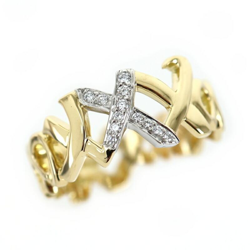 TIFFANY&Co.（ティファニー） 指輪 ラブ＆キス K18YG×Pt950 14号