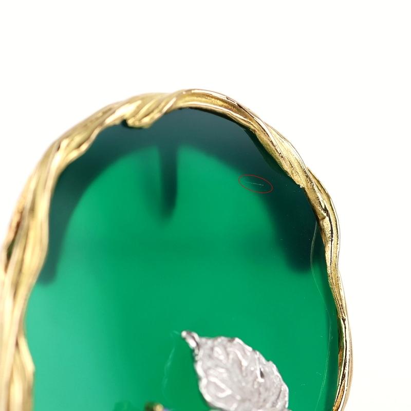 石川暢子 ブローチ アズタイム 果実と葉 K18YG×Pt900 メノウ ダイヤ