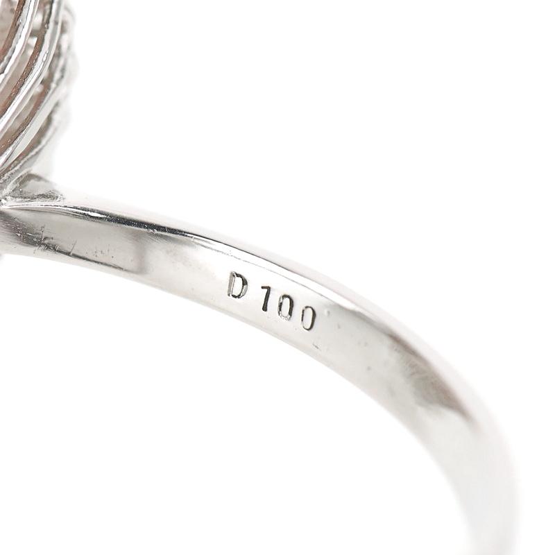 珊瑚 指輪 25号 Pt900 プラチナ サンゴ 約12mm ダイヤ ピンク系