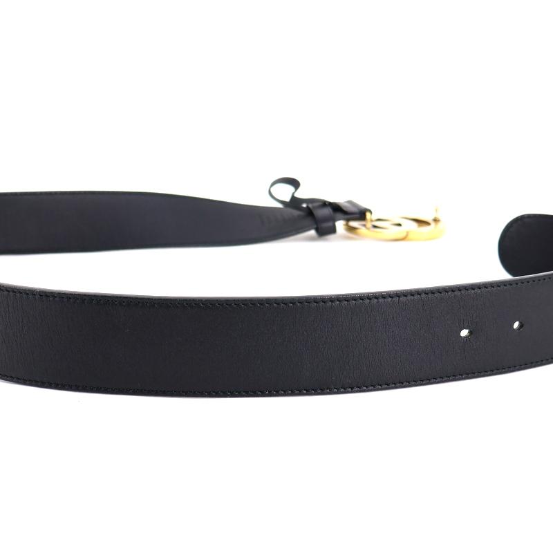 GUCCI グッチ　ベルト　GGマーモント 黒レザー　本革　76〜93cm用 ダブルG スリムベルト ・ブラック レザー | GUCCI公式