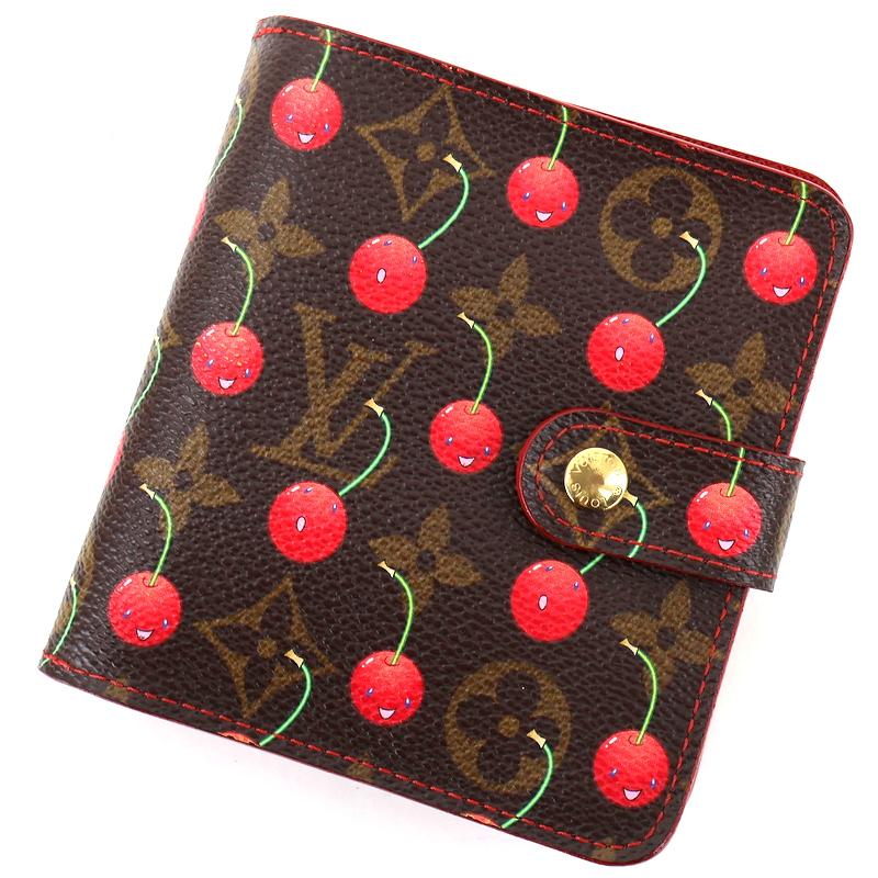 美品 ルイヴィトン モノグラム コンパクトジップ 折り財布 801 LOUIS VUITTON（ルイ・ヴィトン） 財布 モノグラム・チェリー