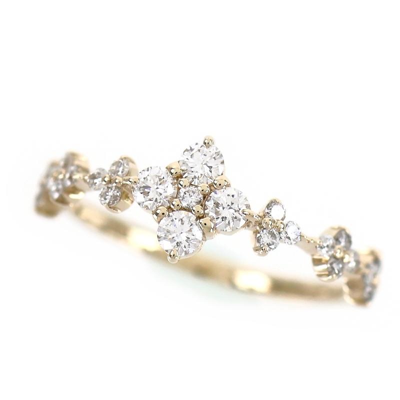 指輪 レディース 10金 ピンキーリング 4.5号 K10YG ダイヤ 0.29ct 0.8g