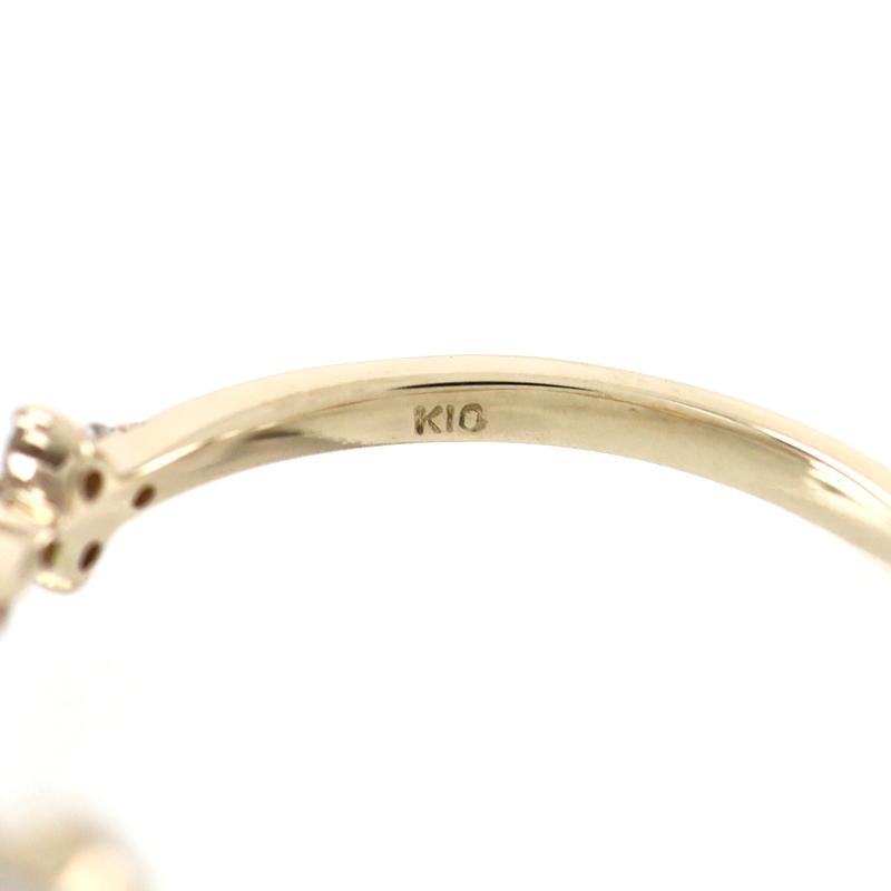 指輪 レディース 10金 ピンキーリング 4.5号 K10YG ダイヤ 0.29ct 0.8g