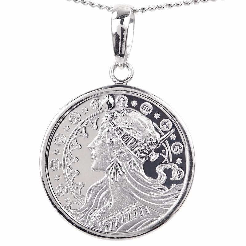 アルフォンス・ミュシャ 画家デビュー130周年 コインネックレス 1/20oz
