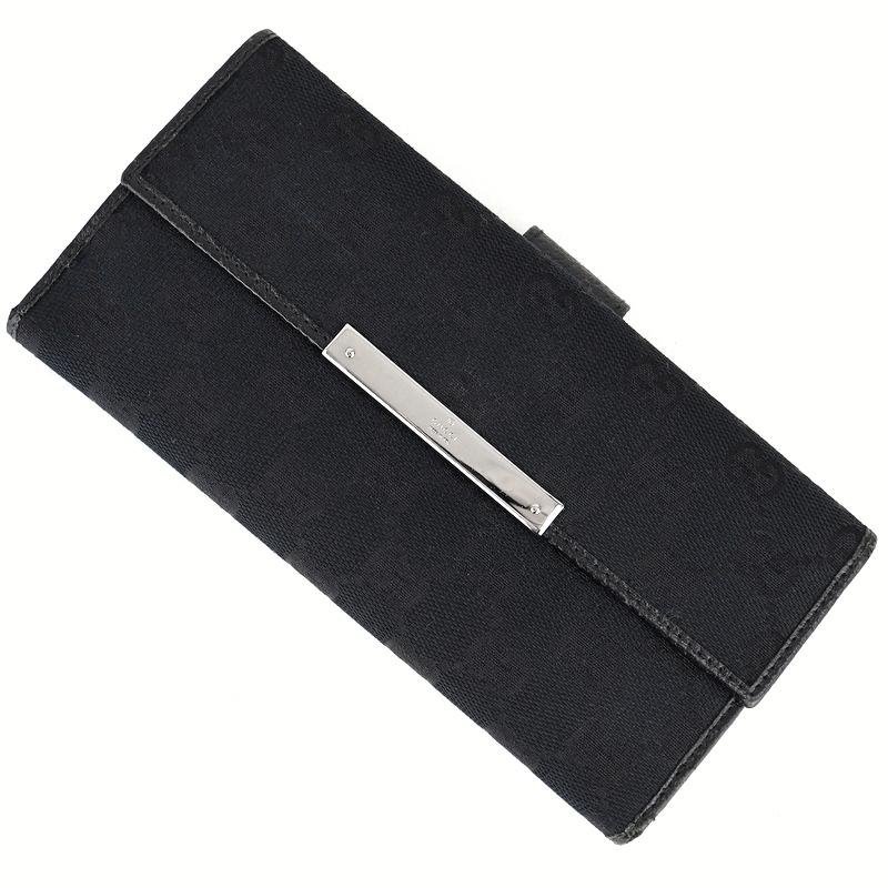 GGキャンバス グッチ 長財布 ブラック 二つ折りロングウォレット W