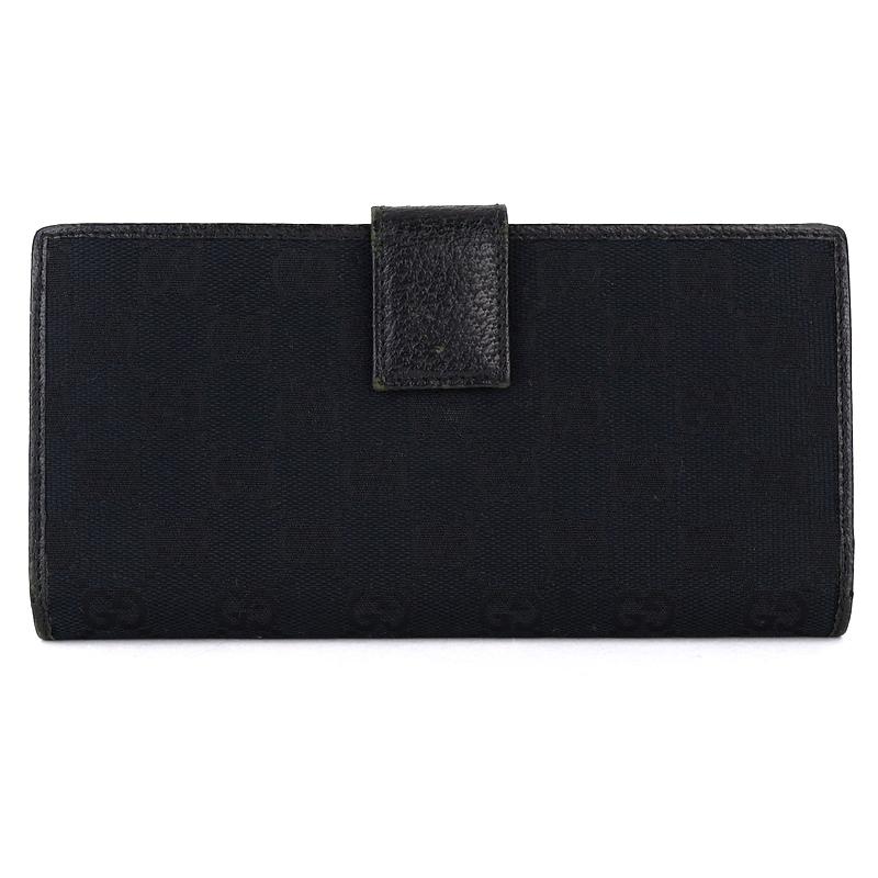 GGキャンバス グッチ 長財布 ブラック 二つ折りロングウォレット W