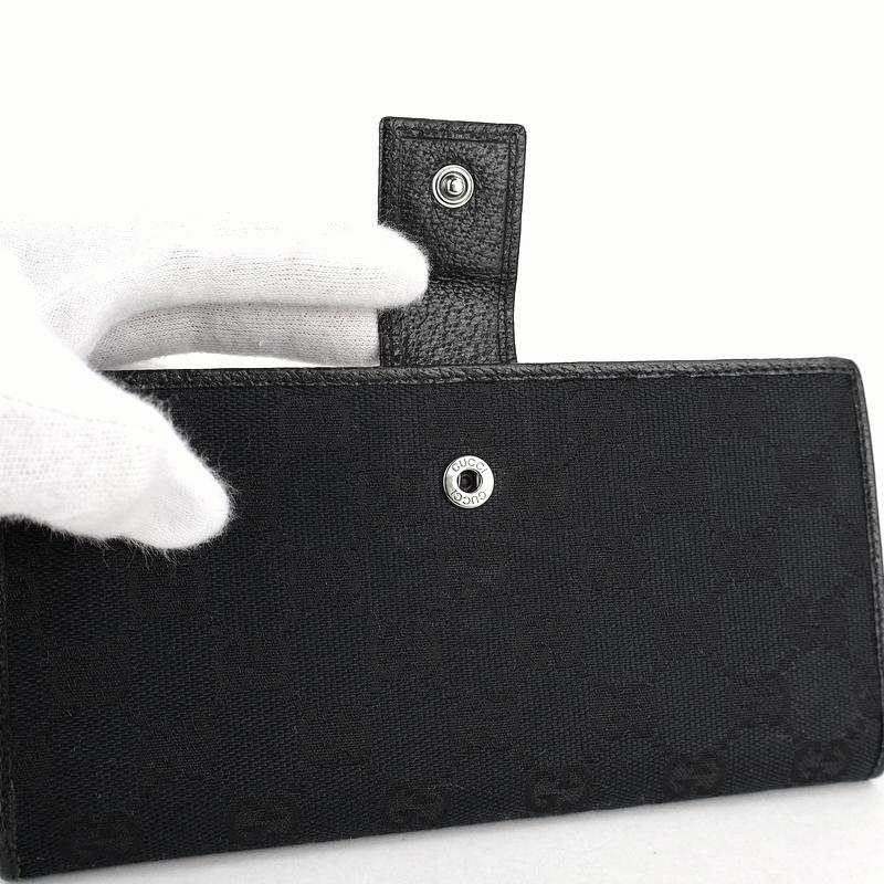 GGキャンバス グッチ 長財布 ブラック 二つ折りロングウォレット W