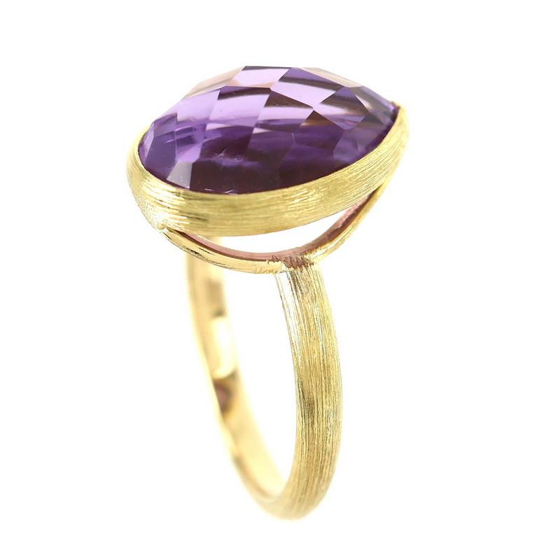 18金　アメジスト　リング　15号　ほぼ新品 指輪 18金 アメジスト 15号 K18YG イエローゴールド 3.7g ドロップ