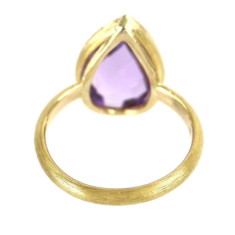 18金　アメジスト　リング　15号　ほぼ新品 指輪 18金 アメジスト 15号 K18YG イエローゴールド 3.7g ドロップ