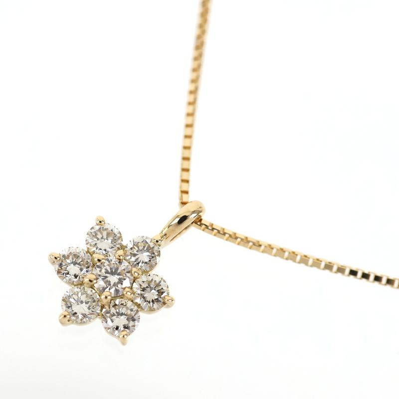 ESTELLE（エステール） ネックレス 18金 45cm ダイヤ 0.36ct フラワー