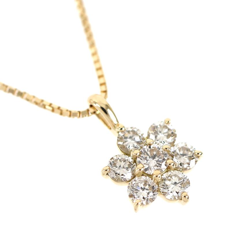 ESTELLE（エステール） ネックレス 18金 45cm ダイヤ 0.36ct フラワー