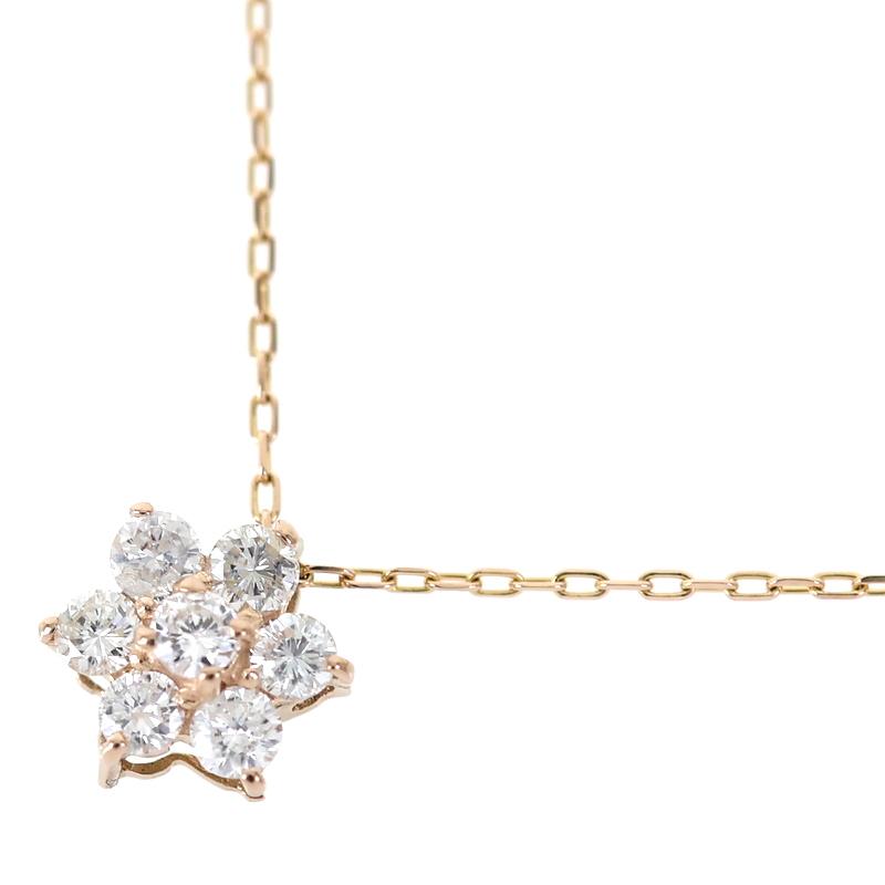 ネックレス 18金 レディース 40cm K18PG ピンクゴールド ダイヤ 0.20ct