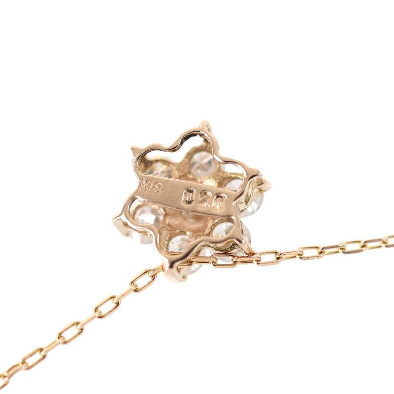 ネックレス 18金 レディース 40cm K18PG ピンクゴールド ダイヤ 0.20ct