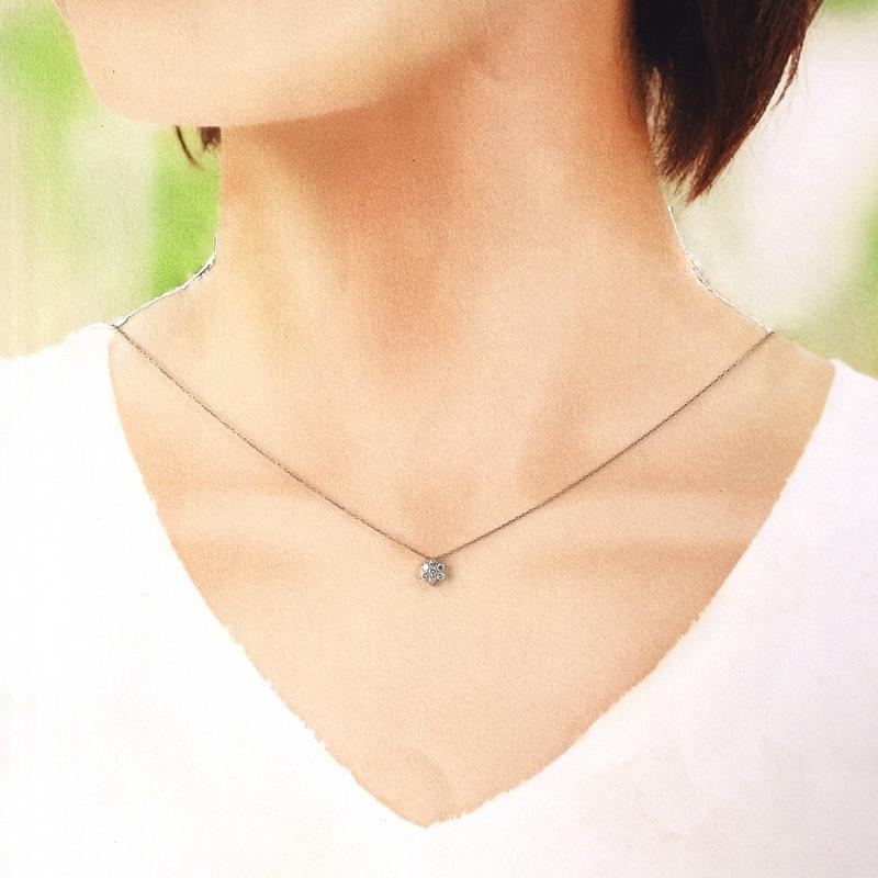 ネックレス 18金 レディース 40cm K18PG ピンクゴールド ダイヤ 0.20ct