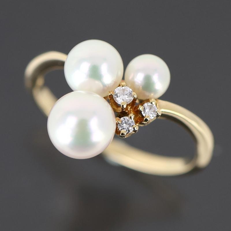 MIKIMOTO（ミキモト） 指輪 10号 パール 3.9mm〜5.7mm ダイヤモンド