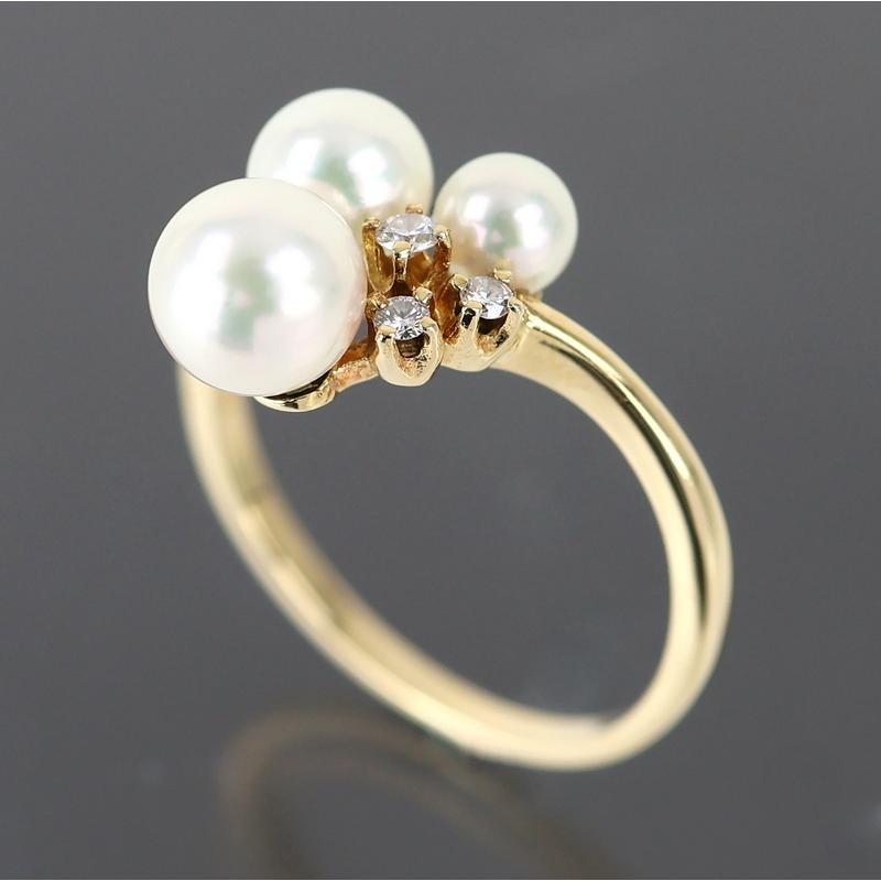 k18パール10号リング☺︎ MIKIMOTO（ミキモト） 指輪 10号 パール 3.9mm〜5.7mm ダイヤモンド
