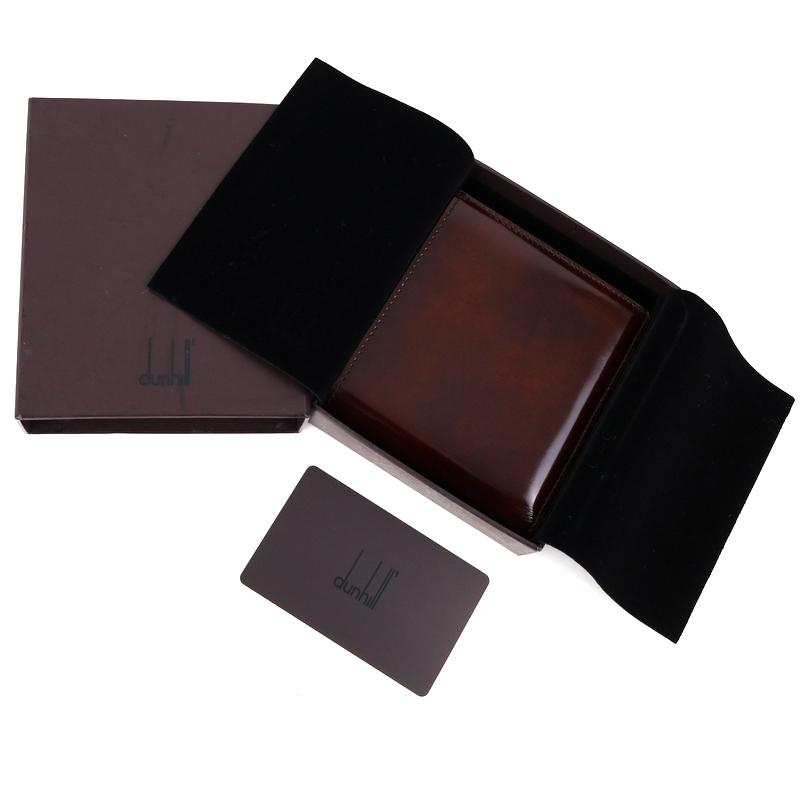 【極美品】dunhill ダンヒル 二つ折り財布 ブラウン 箱付き レザー dunhill（ダンヒル） 財布 二つ折りウォレット ブラウン カウハイド