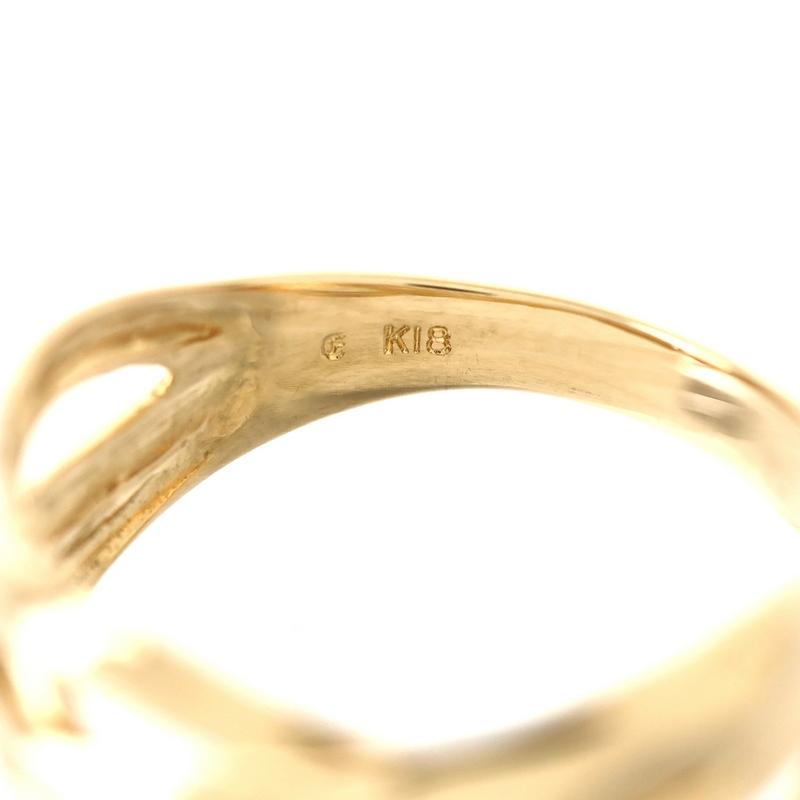 指輪 k18 レディース 11号 デザインリング 18金 K18YG イエロー