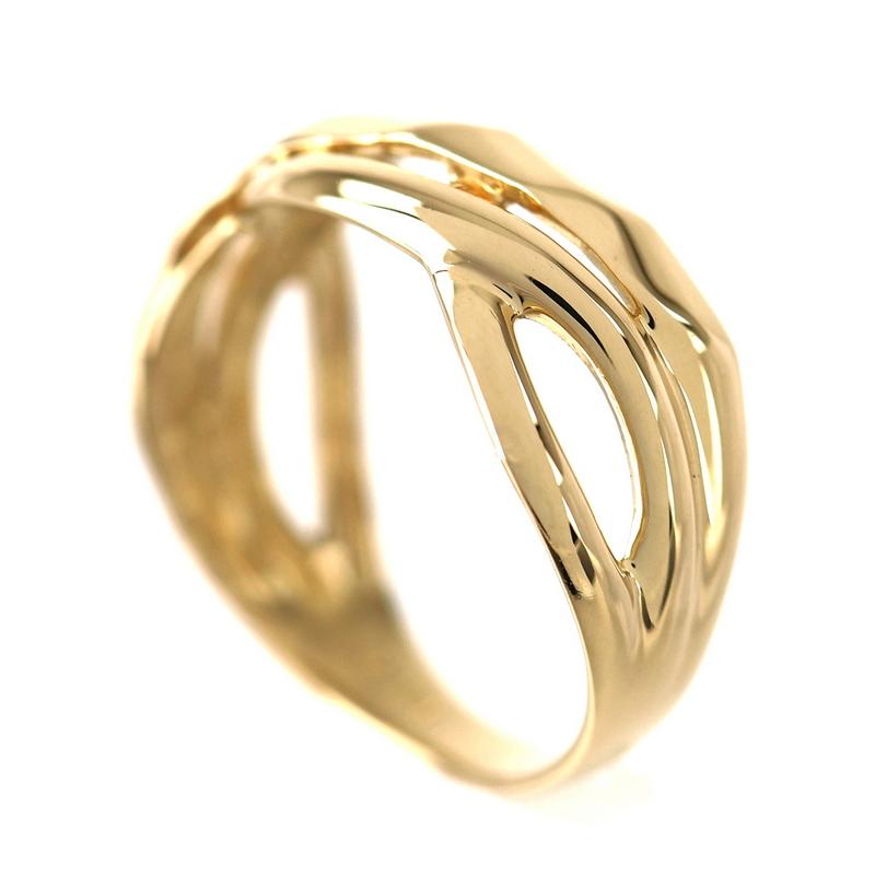 指輪 k18 レディース 11号 デザインリング 18金 K18YG イエロー