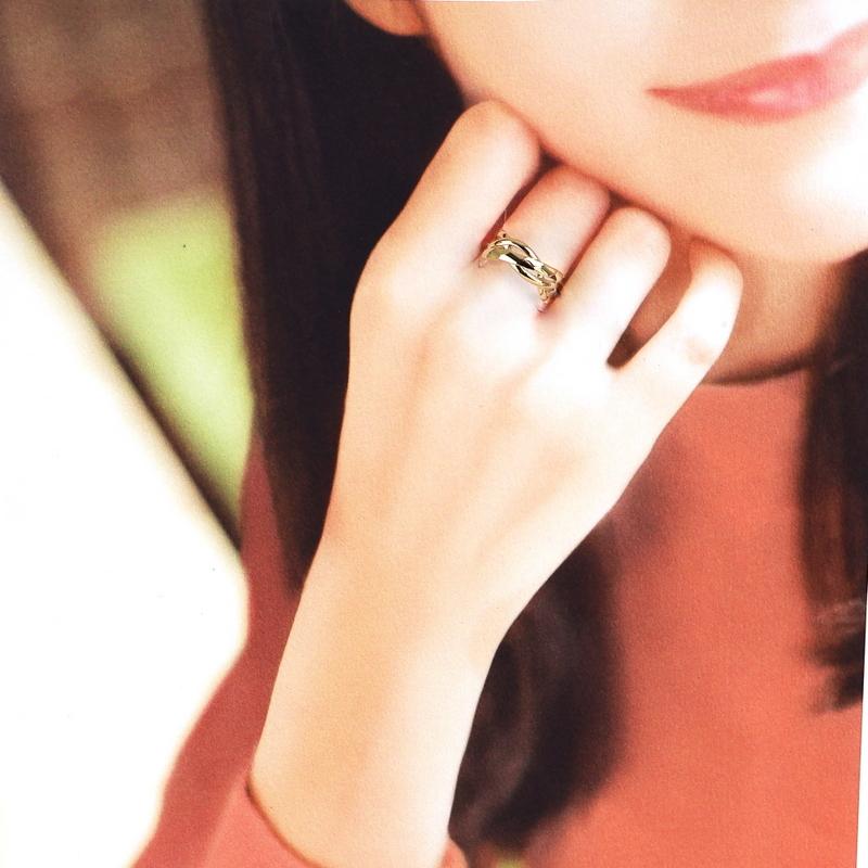 指輪 k18 レディース 11号 デザインリング 18金 K18YG イエロー