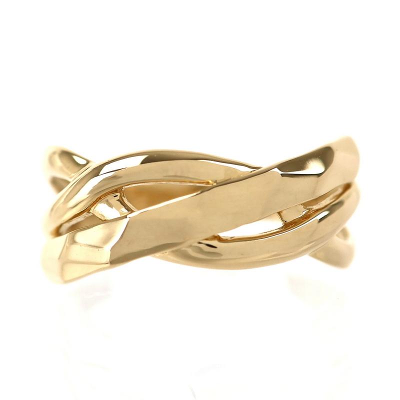 指輪 k18 レディース 11号 デザインリング 18金 K18YG イエロー