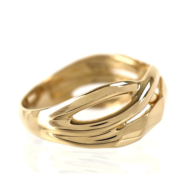 指輪 k18 レディース 11号 デザインリング 18金 K18YG イエロー