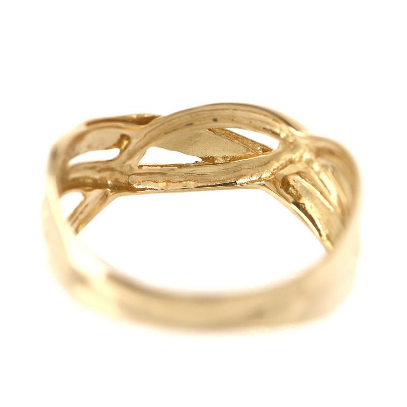 指輪 k18 レディース 11号 デザインリング 18金 K18YG イエロー