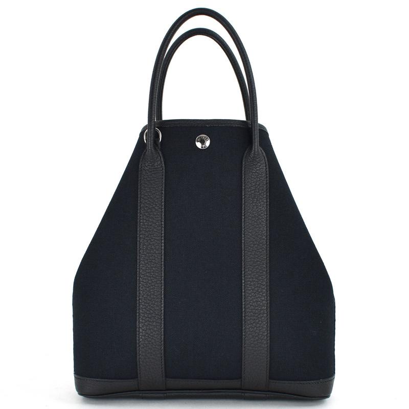 HERMES（エルメス） ガーデンファイル PM ブラック キャンバス×レザー