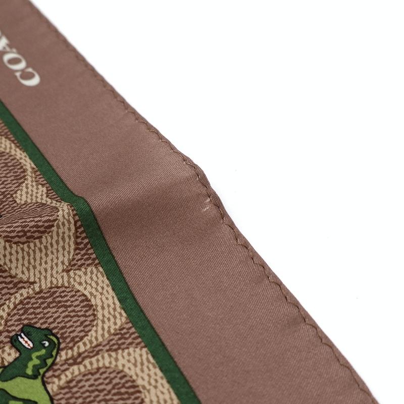 COACH（コーチ） レキシープリント シルク バンダナ 絹100％ ブラウン