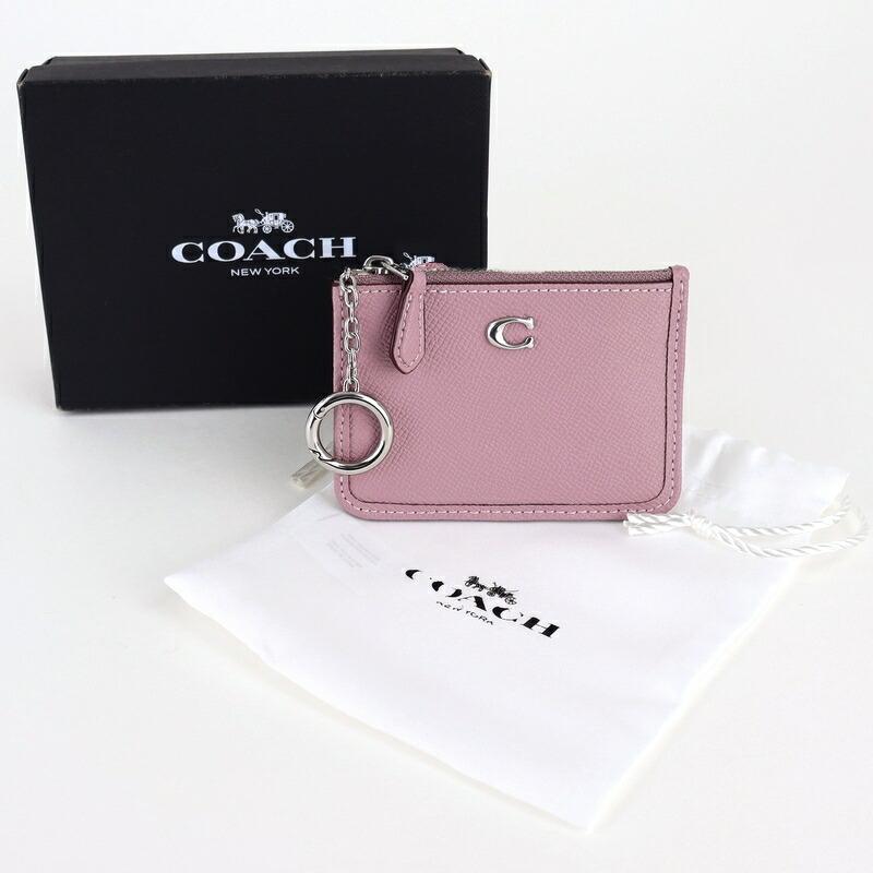 COACH（コーチ） ミニスキニーIDカードケース パープル系 レザー キー