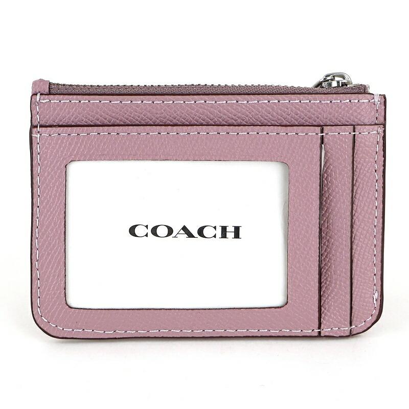 COACH（コーチ） ミニスキニーIDカードケース パープル系 レザー キー