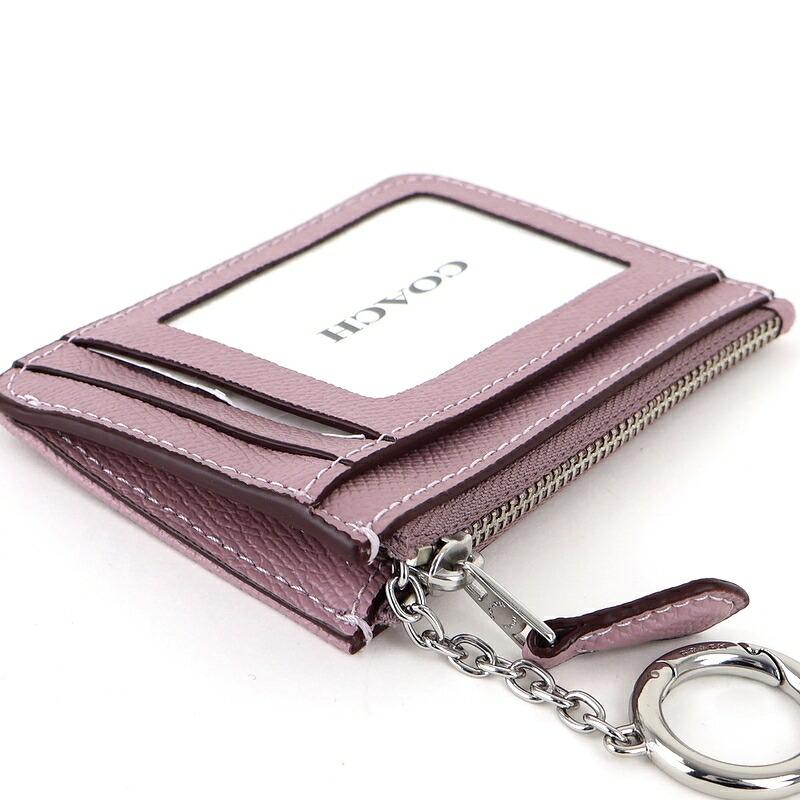 COACH（コーチ） ミニスキニーIDカードケース パープル系 レザー キー