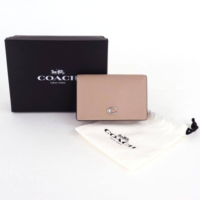 COACH（コーチ） ビジネスカードケース 名刺入れ グレージュ系 クロス