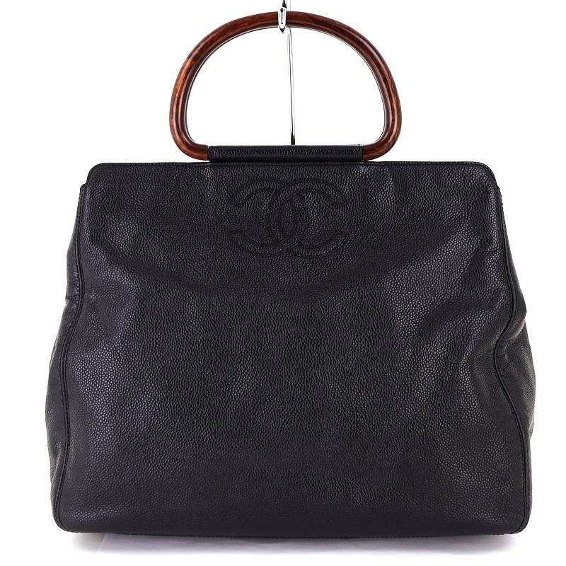CHANEL（シャネル） バッグ キャビアスキン ウッドハンドル トート