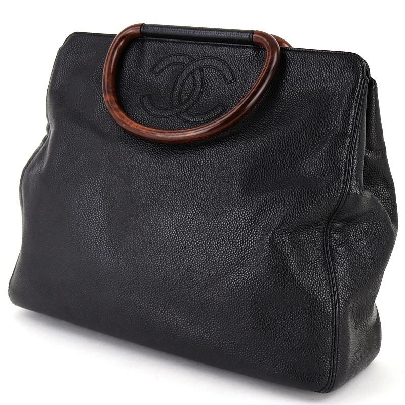 CHANEL（シャネル） バッグ キャビアスキン ウッドハンドル トート