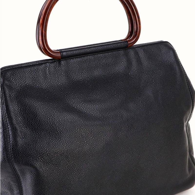 CHANEL（シャネル） バッグ キャビアスキン ウッドハンドル トート