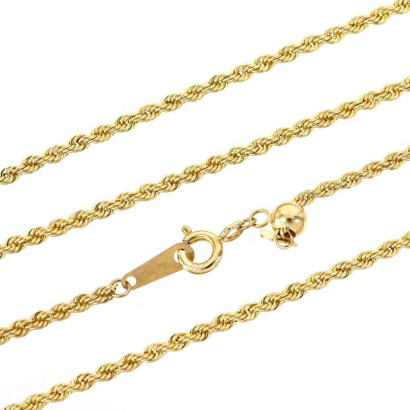 ネックレス 18k ロープデザイン 61.5cm 3.0g アジャスター付き K18YG