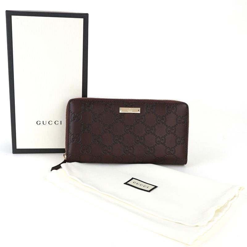 グッチシマ グッチ 財布 ラウンドファスナー ロングウォレット ダーク